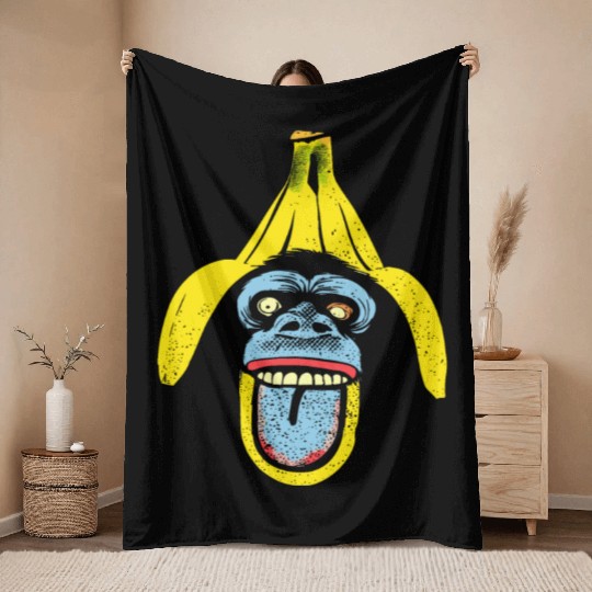 Banana Monkey Throw Blankets