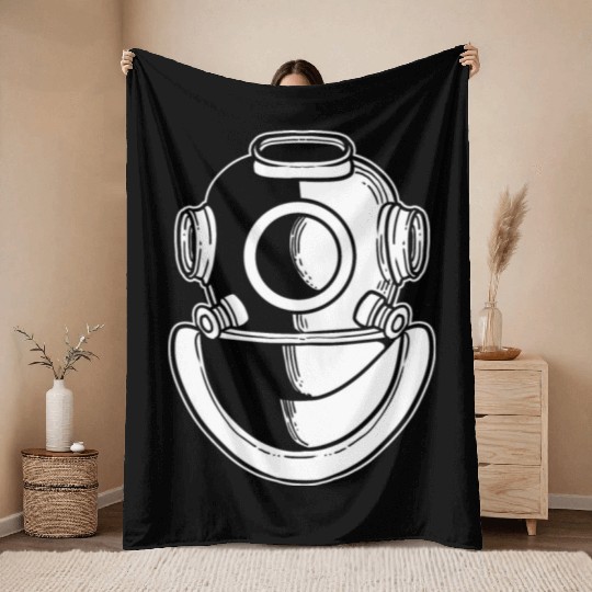 Diving Helmet Lifeguard or Diver Gift Throw Blankets