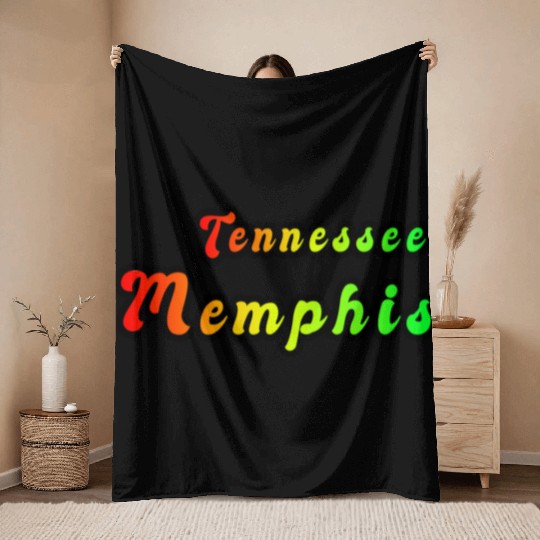 Memphis Tennessee rainbow design Throw Blankets