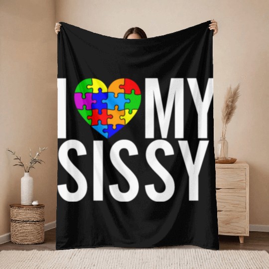 I Love My Sissy Throw Blankets