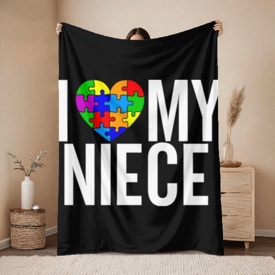 I Love My Niece Throw Blankets