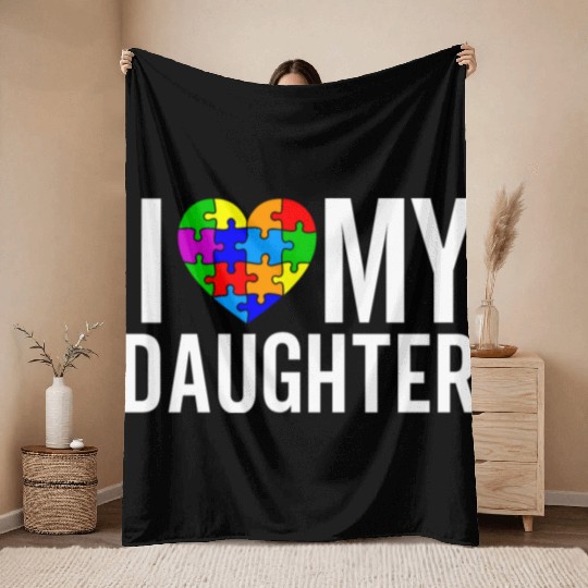 I Love My Daughter Throw Blankets
