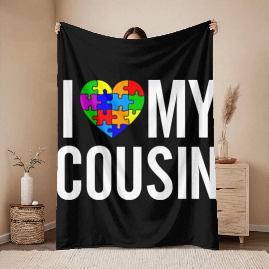 I Love My Cousin Throw Blankets