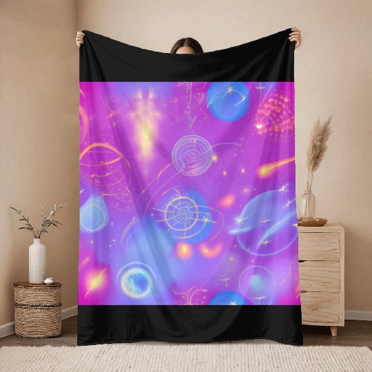 galaxy nebula draw abstract Throw Blankets