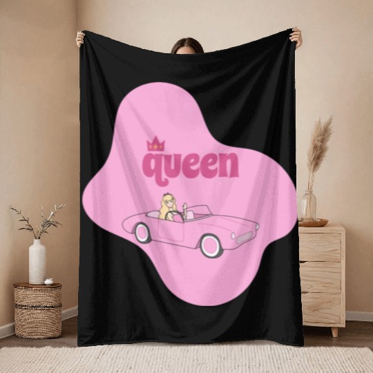 queen pink doll Throw Blankets