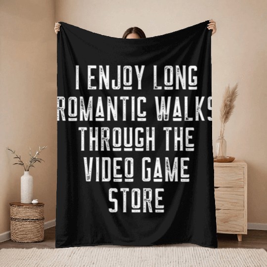Long Romantic Walks Through The Video Game Store Throw Blankets