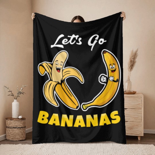 Adorable Funny Banana Meme Let Us Go Banana Throw Blankets