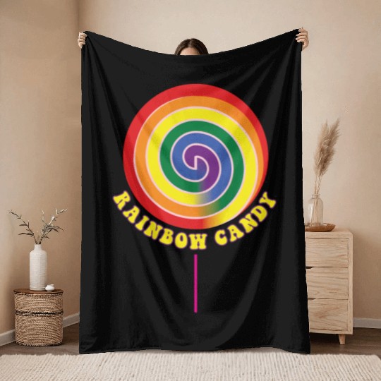 Rainbows Rainbow Pride Candy Throw Blankets