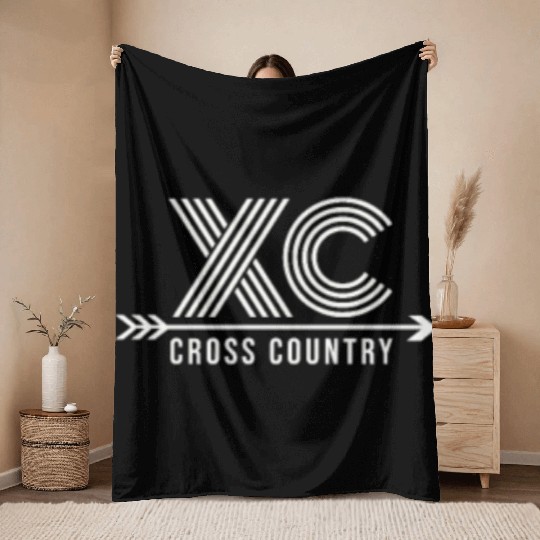 Cross Country Running XC Lines Arrow Gift Country Throw Blankets