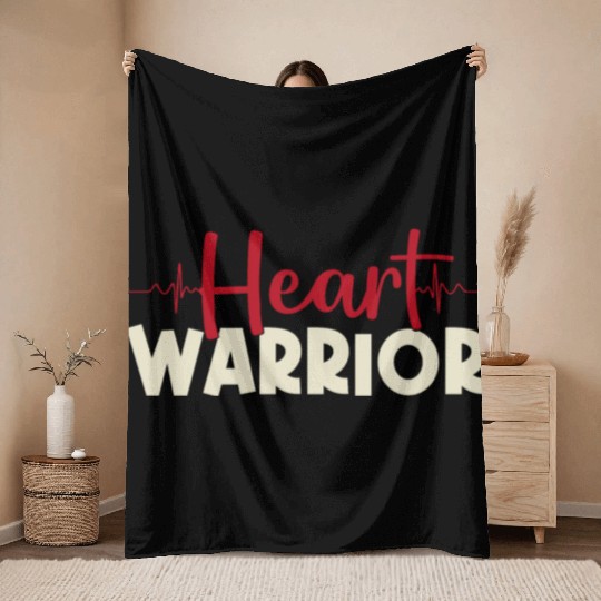 Heart Warrior Throw Blankets-Heart Surgery Gift-Survivor