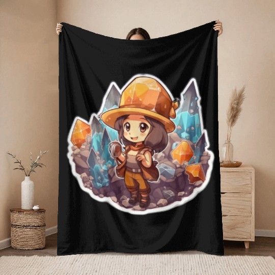 Crystal Miner Co Vintage Cartoonish Throw Blankets