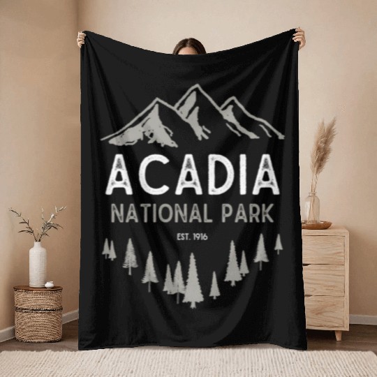 Acadia National Park Est 1916 Maine Throw Blankets