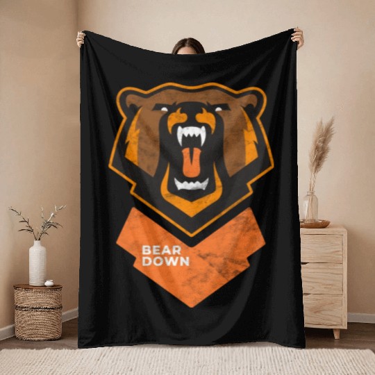 Fierce Modern Bear Down Party Tailgate Sunday Throw Blankets