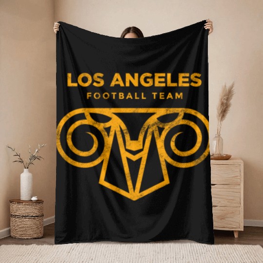 Cool Modern Rams Logo Los Angeles Sunday Football Throw Blankets
