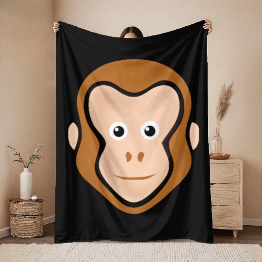 Monkey Face Adorable Throw Blankets