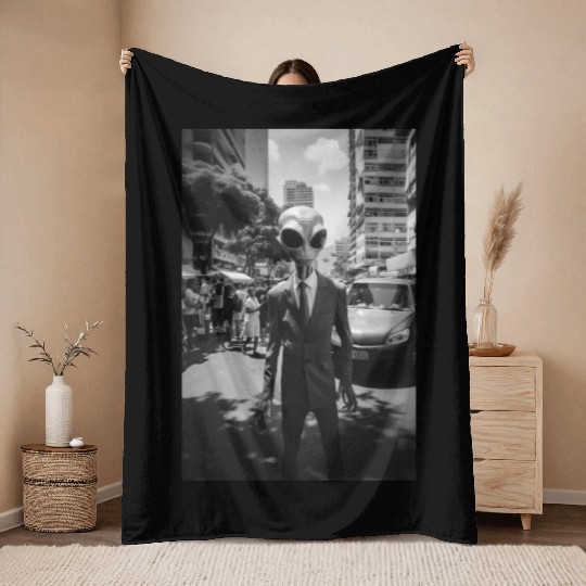 Mysterious Alien in a Suit: Photo Rio de Janeiro Throw Blankets