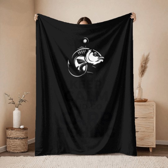 Keep Calm and Go Carp Fishing Throw Blankets