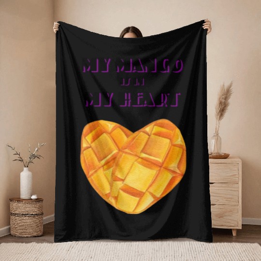 My Mango is in my Heart Throw Blankets
