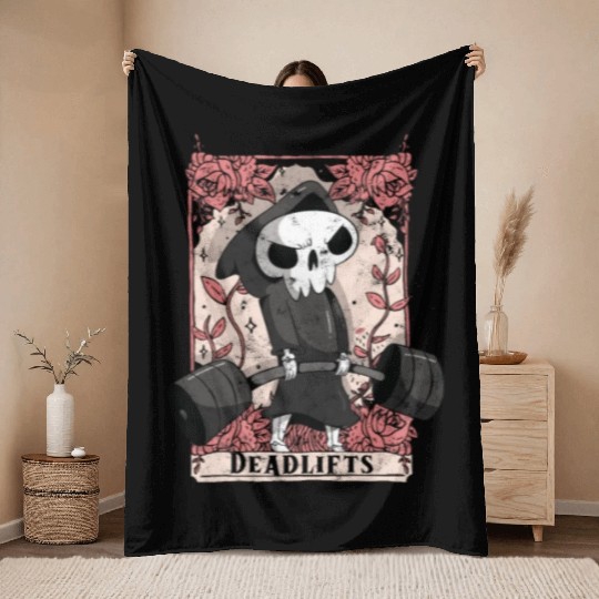 DEADLIFTS Tarot Card - Fitness Throw Blankets