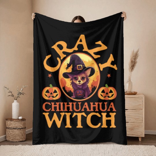 Chihuahua Halloween Puppy Trick Or Treat Dog Lover Throw Blankets