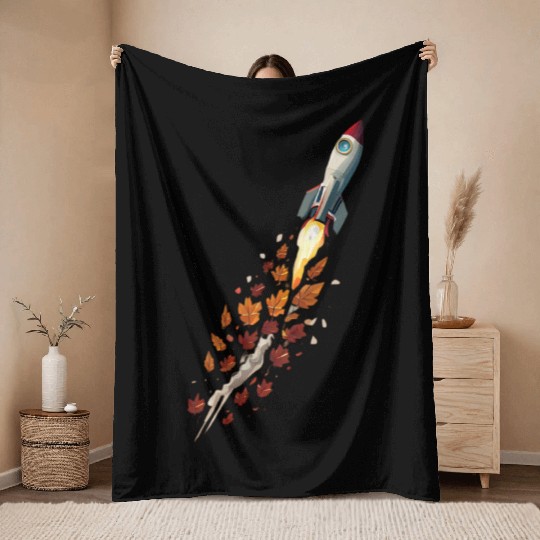 Autumn rocket - leaf-driven flight Throw Blankets
