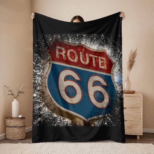 Route 66 Throw Blankets