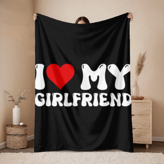 Groovy I Love My Girlfriend Throw Blankets