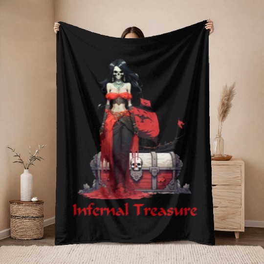 Ghost Pirate Girl Throw Blankets