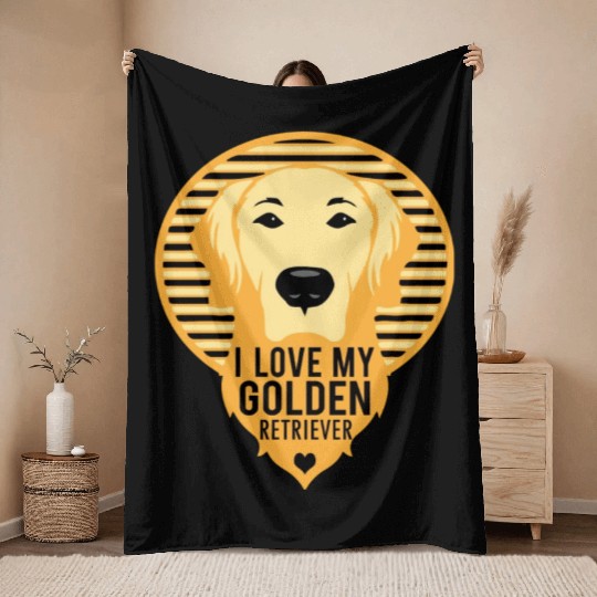 I Love My Golden Retriever Dog S Print Throw Blankets