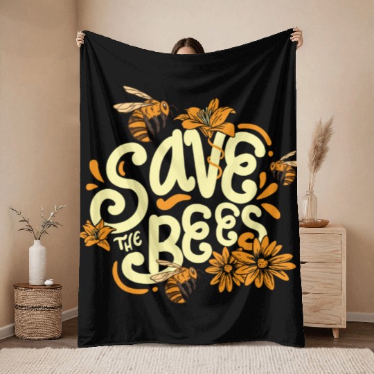 Save The Bees Beekeeper Environmentalist Throw Blankets