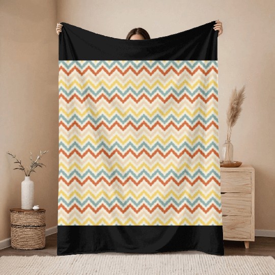 Retro Colorful Chevron Pattern Throw Blankets