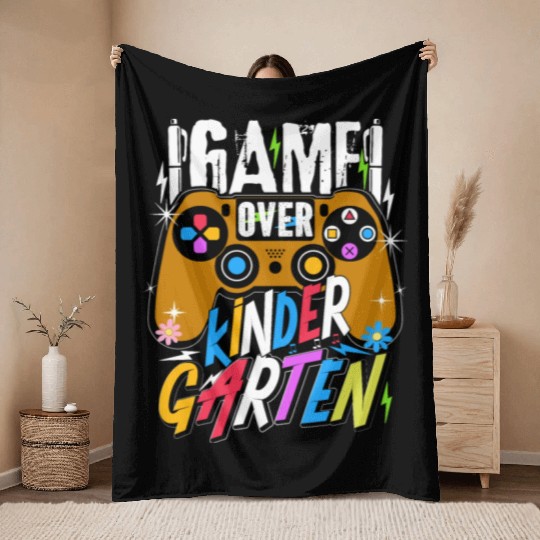Kindergarten Funny Back2School Video Games Throw Blankets