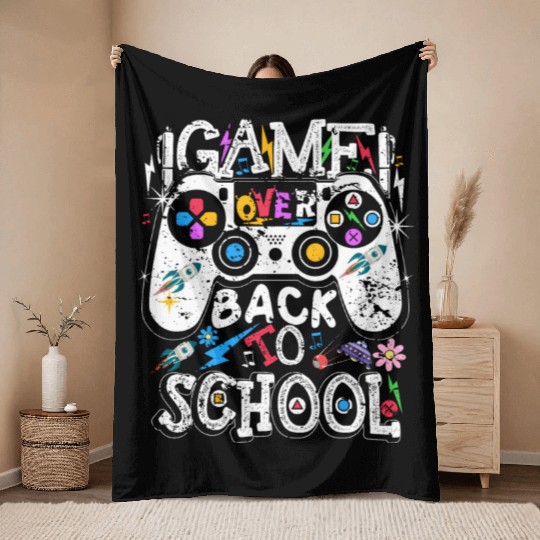 Back 2 School Funny Video Game Teacher Student Throw Blankets