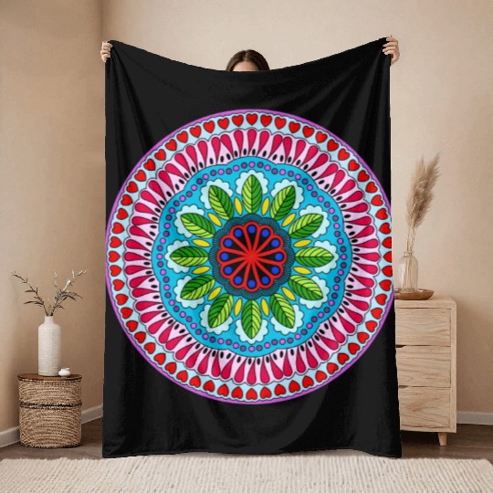 Colorful Mandala Pattern Modern 9 Throw Blankets