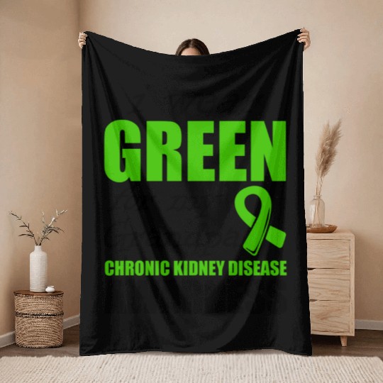 I Wear Green For My Grandma Chronic Kidney Throw Blankets