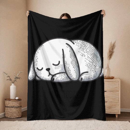 Sleepy Bunny being Lazy Throw Blankets