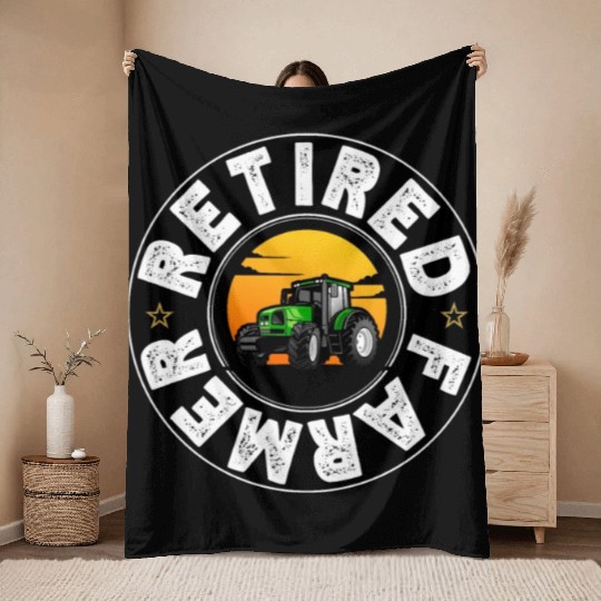 Lover Retired Farmer Funny Retirement Tractor Throw Blankets
