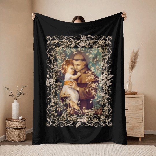 Saint Anthony Of Padua Catholic St. Rosary Throw Blankets