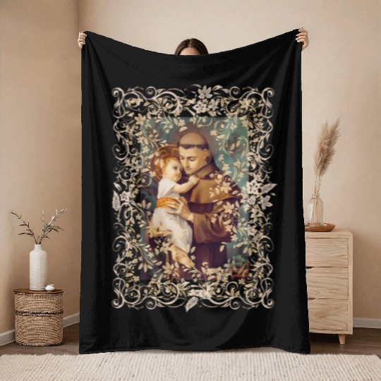 Saint Anthony Of Padua Catholic St. Rosary Throw Blankets