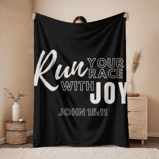 Run Your Race with Joy Throw Blankets
