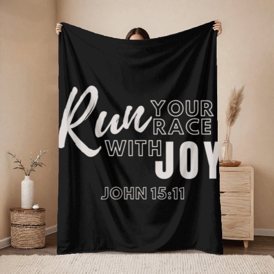 Run Your Race with Joy Throw Blankets