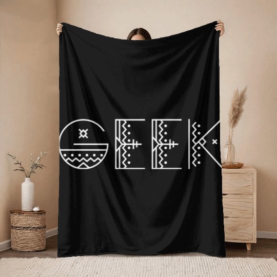 Geek Tribal Text Throw Blankets