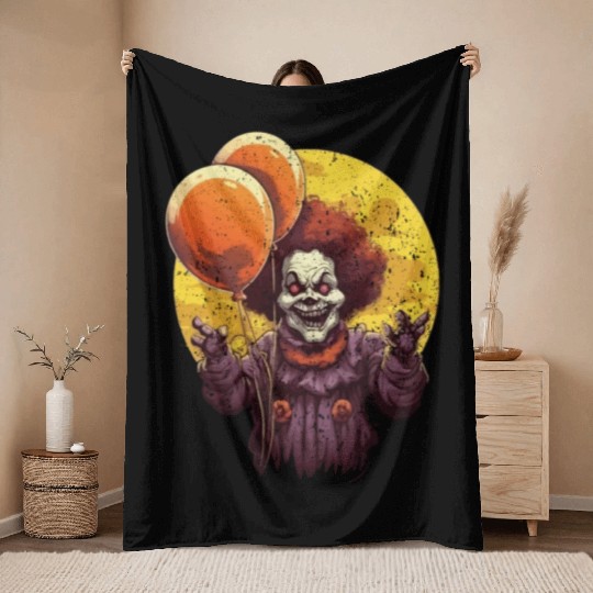 Balloon Halloween Trick Or Treat Spooky Boo Ghost Throw Blankets