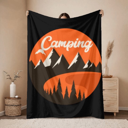 Happy Camper Camping Throw Blankets
