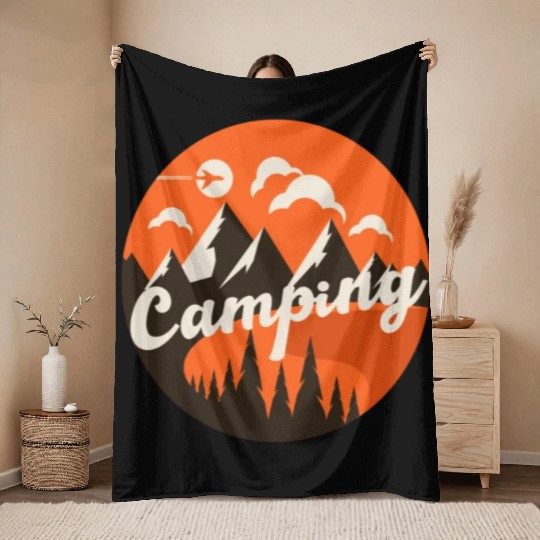 Happy Camper Camping Throw Blankets