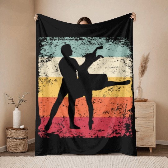 Ballet Dance Couple Vintage Ballerina Throw Blankets