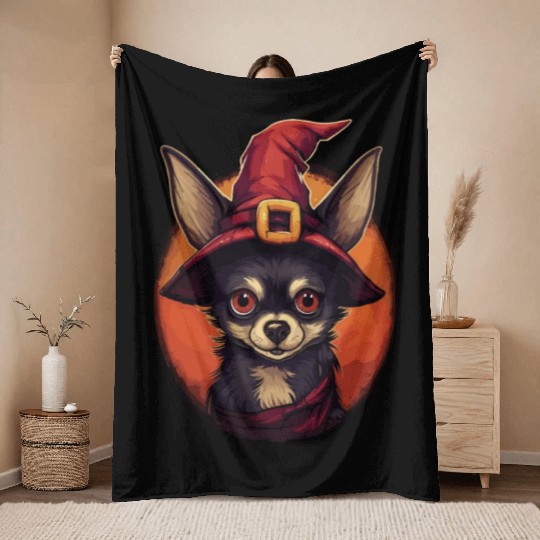 Chihuahua Halloween Puppy Trick Or Treat Dog Lover Throw Blankets