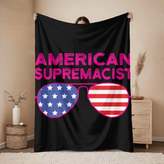 American Supremacist American Flag Merica Usa Throw Blankets