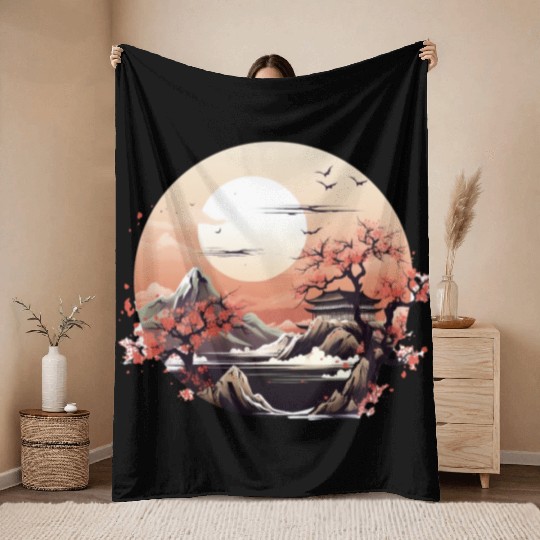 Serenity in Sakura Throw Blankets