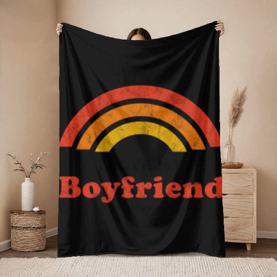 I Love My Boyfriend Throw Blankets